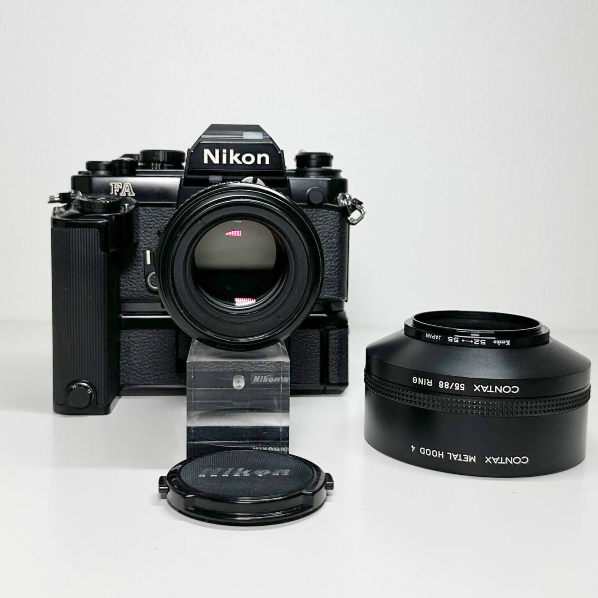 ◆中古◆ Nikon FA ＋ ワインダー MD-15 ＋ レンズ NIKON Micro Nikkor 105mm f2.8 / CONTAX RING レンズフード付属 【東3079】_画像1
