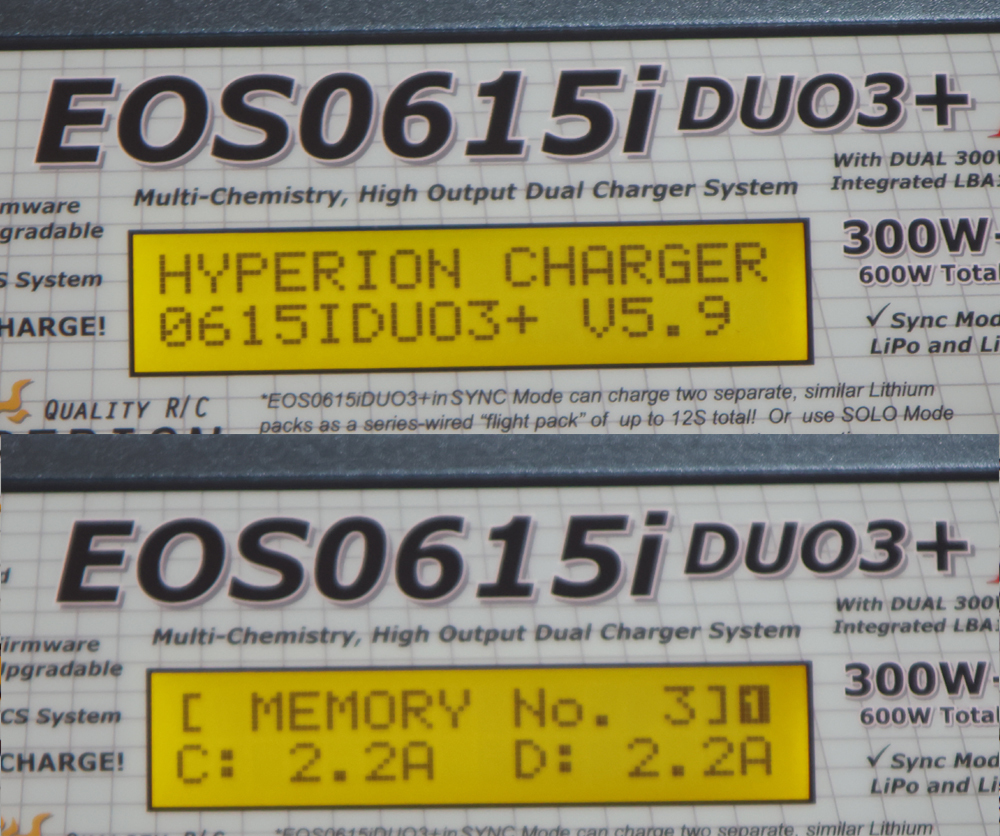美品　完動品　HYPERION ハイペリオン 充放電器 EOS0615i DUO3+　＆　安定化電源 G0390 PS200 POWER SUPPLY (12XV17A)_ファームウェアは最終(最新)の5.91です