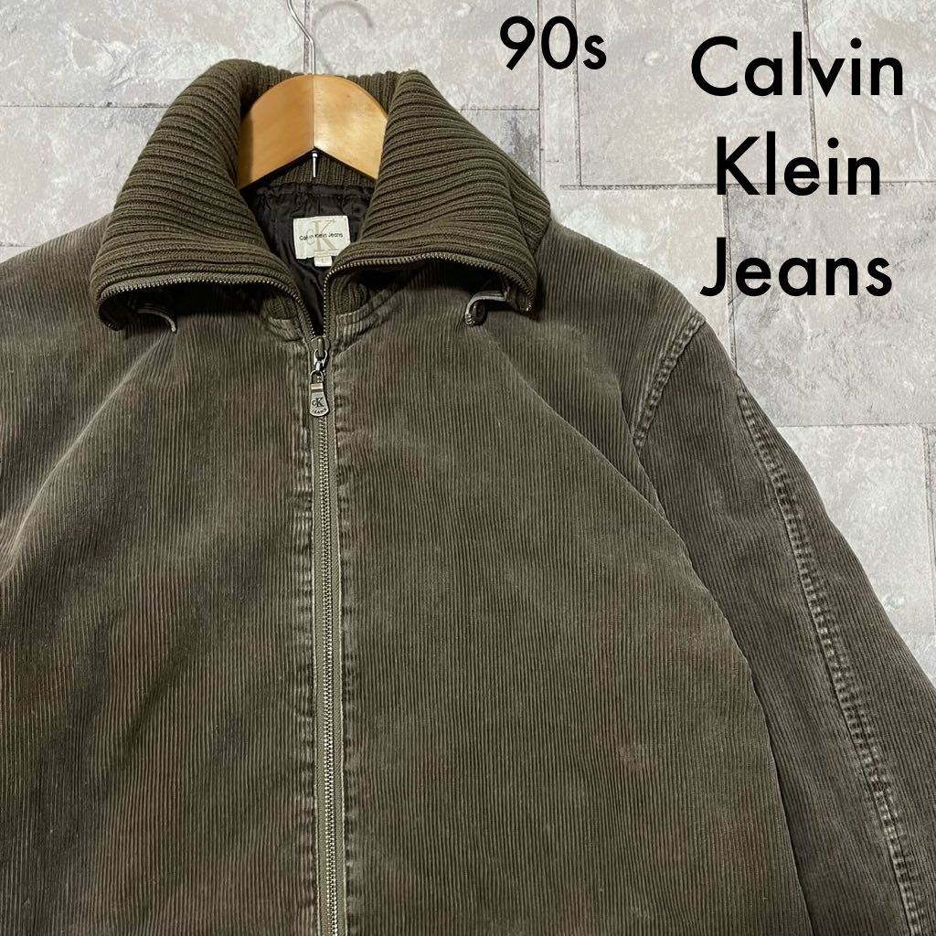 90s Calvin Klein Jeans Calvin Klein corduroy jacket double Zip coat Vintage oversize charcoal sphere SS1306
