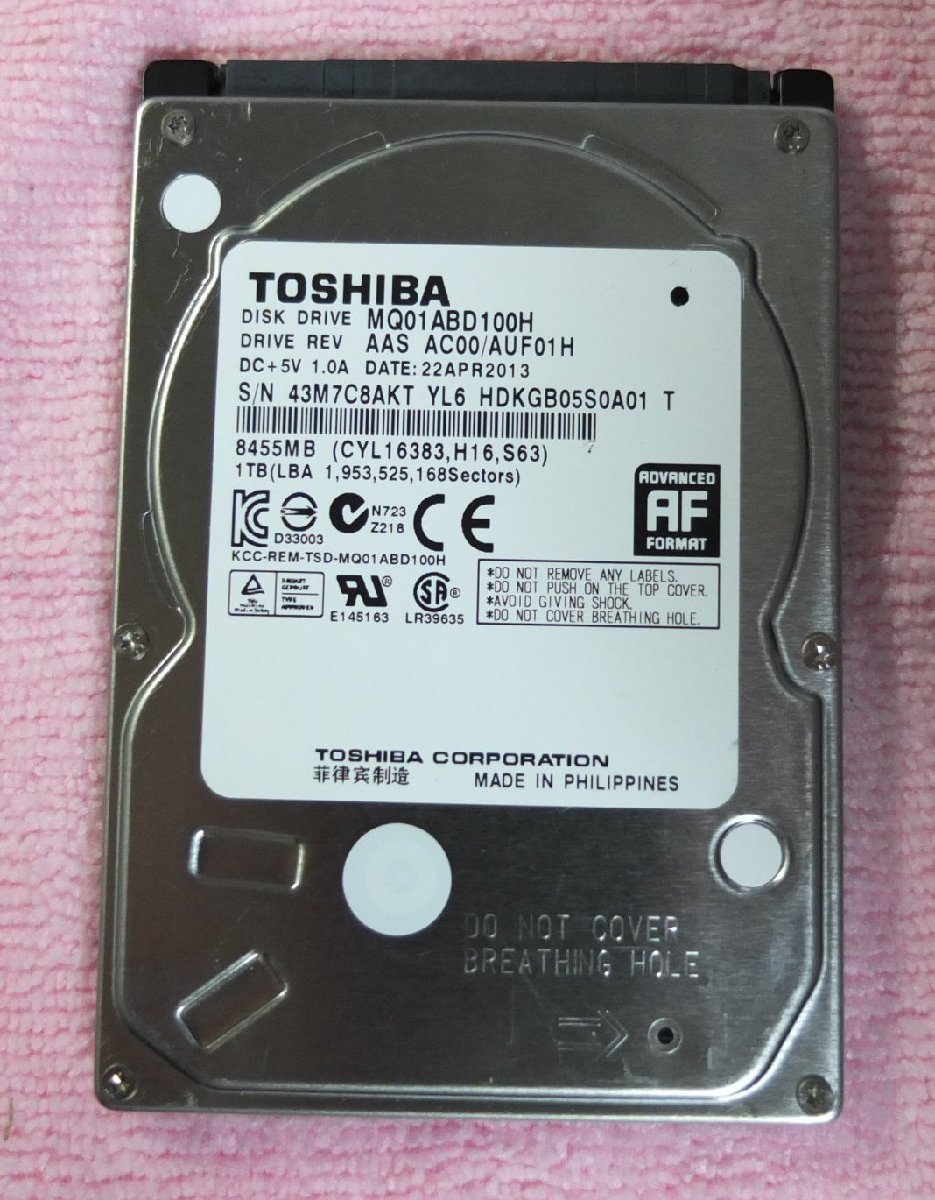 東芝 Toshiba 2.5インチ HDD 1TB 使用時間 11,728H_画像1