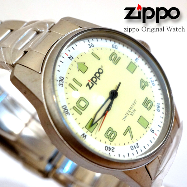 【未使用品】ＺＩＰＰＯ　腕時計　シルバーxライトグリーン　送料無料　電池交換　４０ｍｍ　ジッポー　F1_画像3