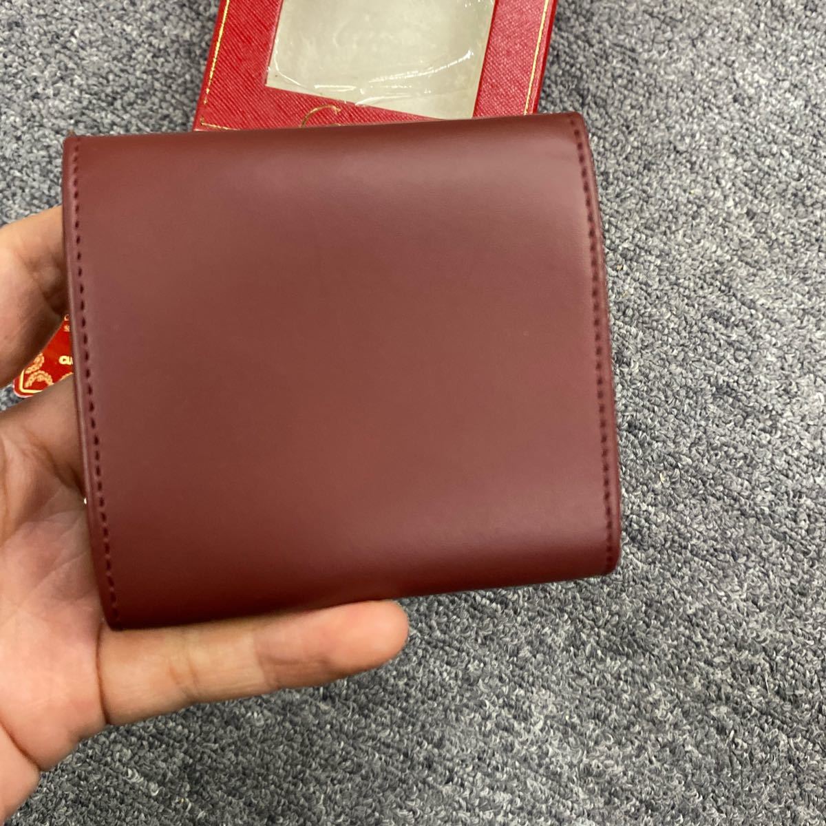 11695極美品 カルティエ Cartier マスト コインケース 箱/カード付き ボルドー レザー 小銭入れ レディース メンズ　_画像6