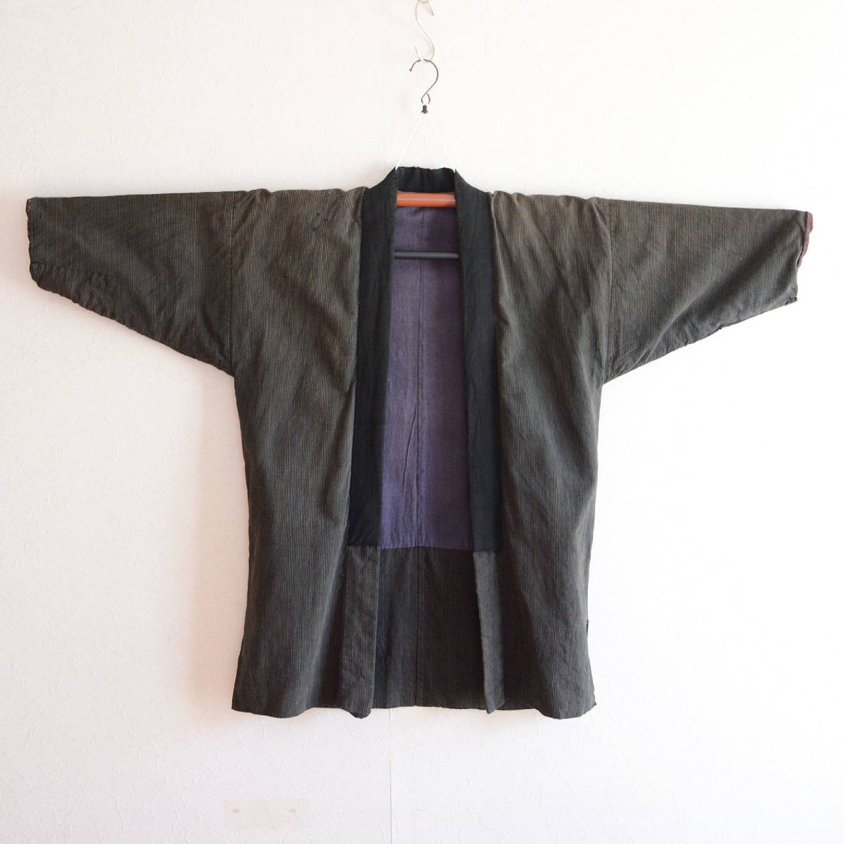 野良着古着木綿着物ジャケット縞模様ジャパンヴィンテージ昭和リメイク素材 noragi jacket men kimono cotton japanese fabric vintage
