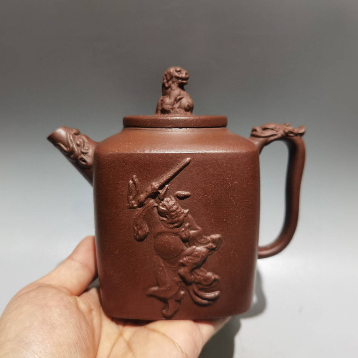 【超珍館蔵】紫砂壺 四方壺 陳鳴遠款 原礦降坡泥 茶道品 置物 古賞物 古美術品 稀少珍蔵品
