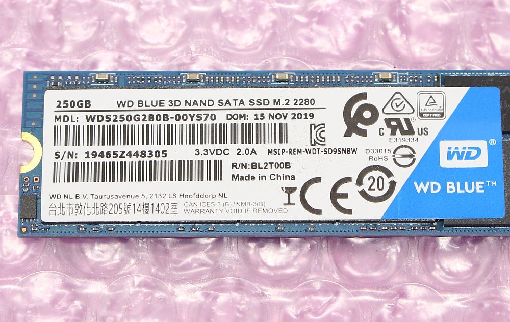 Western Digital WD Blue 3D NAND M.2 2280 SSD WDS250G2B0B 250GB SATA 6Gb/s_画像3