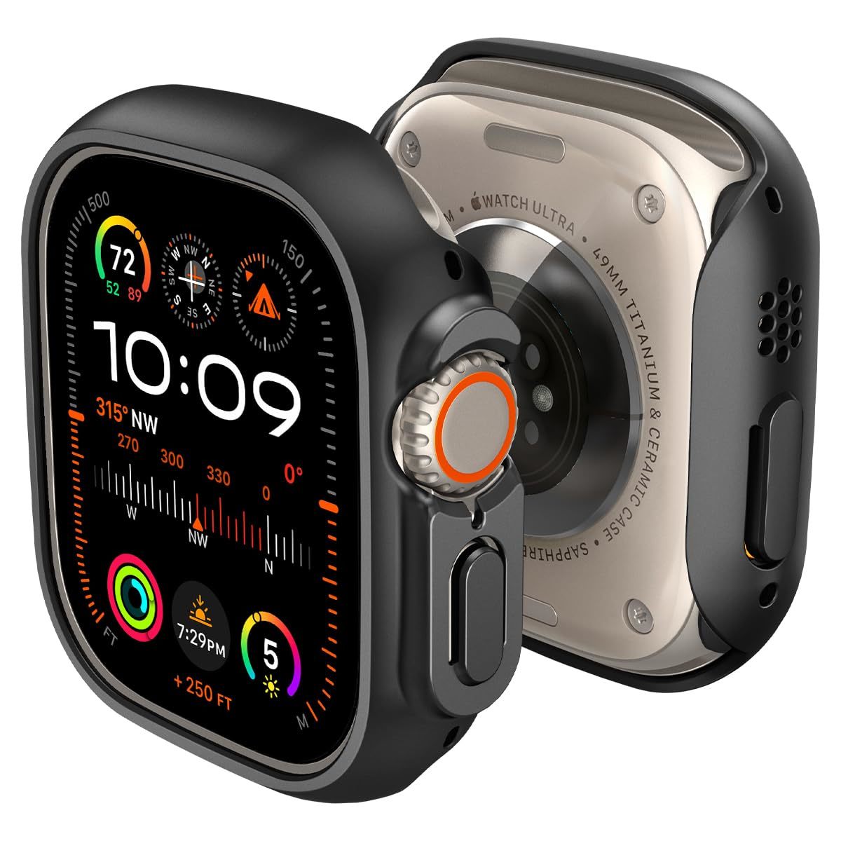 Spigen AppleWatch Ultra2/ultra ケース 49mm対応 薄型 シンプル スリム 軽量 保護カバー ACS05458 ブラック_画像1