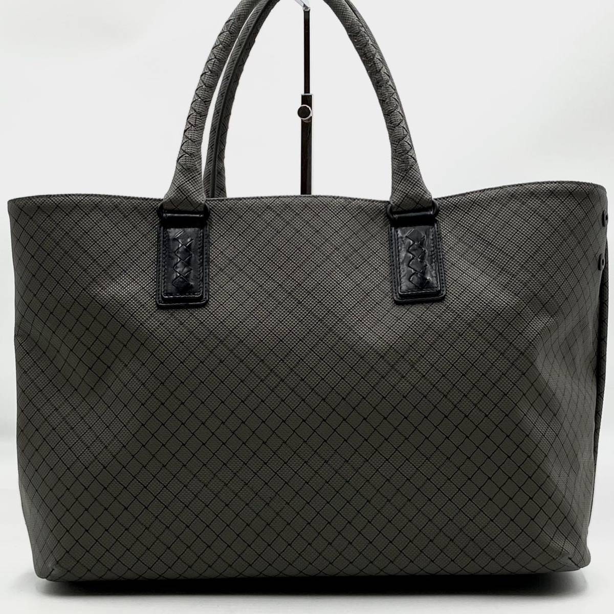 1円【美品】BOTTEGA VENETA ボッテガヴェネタ マルコポーロ イントレチャート メンズ トートバッグ ビジネスバッグ 肩掛け PVC×レザー A4_画像2