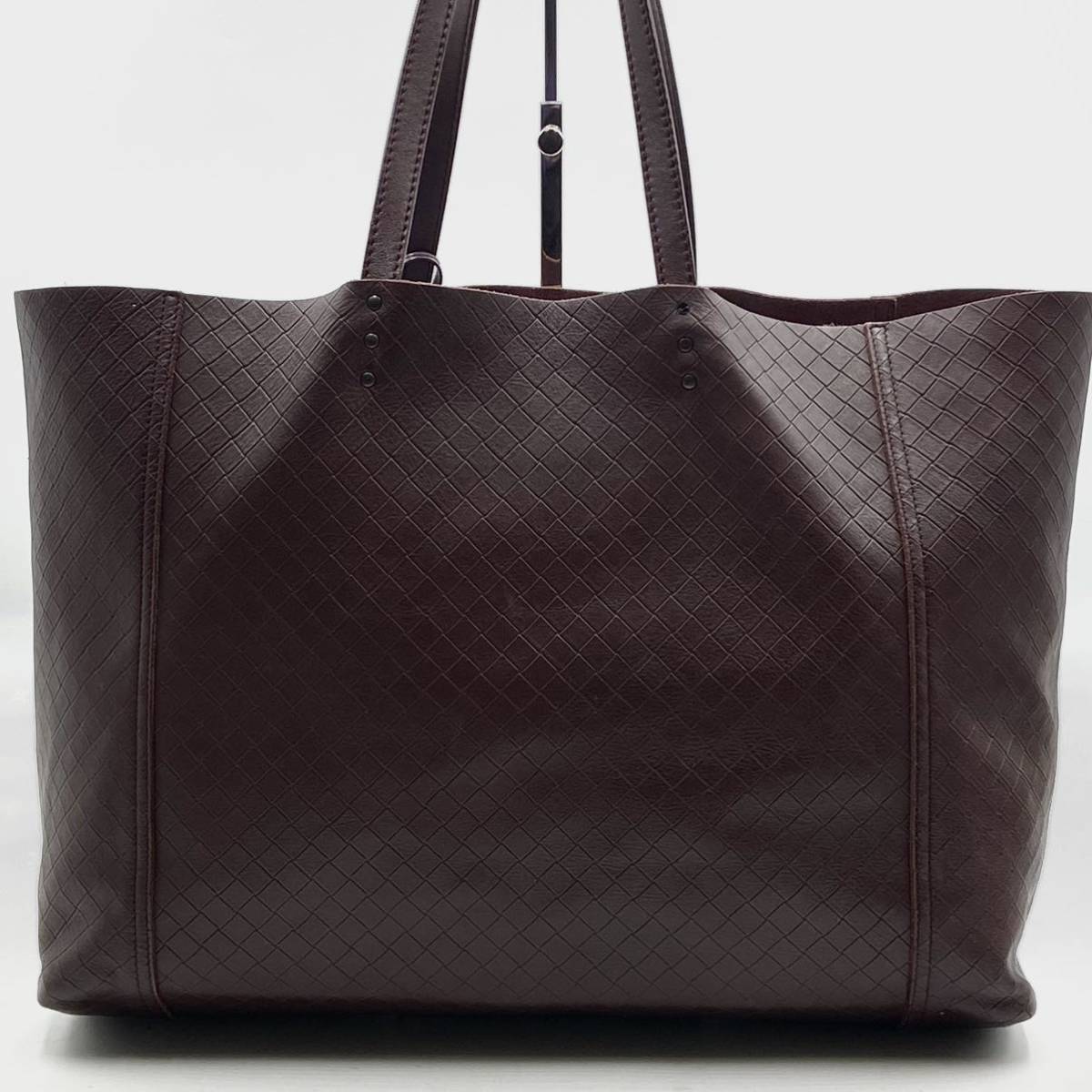 1円【未使用級】BOTTEGA VENETA ボッテガヴェネタ イントレッチオミラージュ トートバッグ ビジネスバッグ 肩掛け レザー ブラウン A4可_画像2