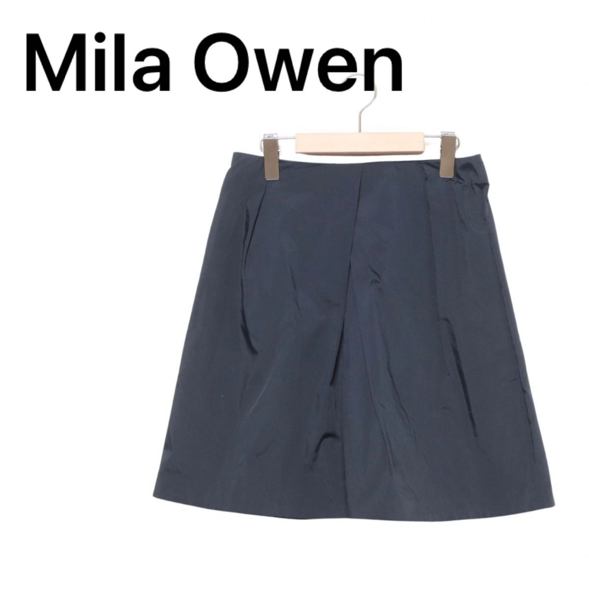 Mila Owen 無地メモリータフタスカート ハーフパンツ ブラック 黒 キュロット きれいめ 大人 可愛い