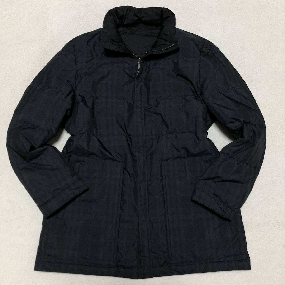 極美品 M バーバリーロンドン 2way リバーシブル ダウンコート シャドーチェック ブラック BURBERRYLONDON ジャケット アウター ブルゾン_画像1