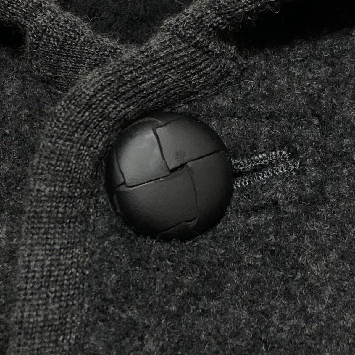 極美品 M 日本製 パパス メルトンウール ステンカラー コート 毛 くるみボタン ワッペン付き グレー PAPAS ブルゾン アウター ジャケット_画像9