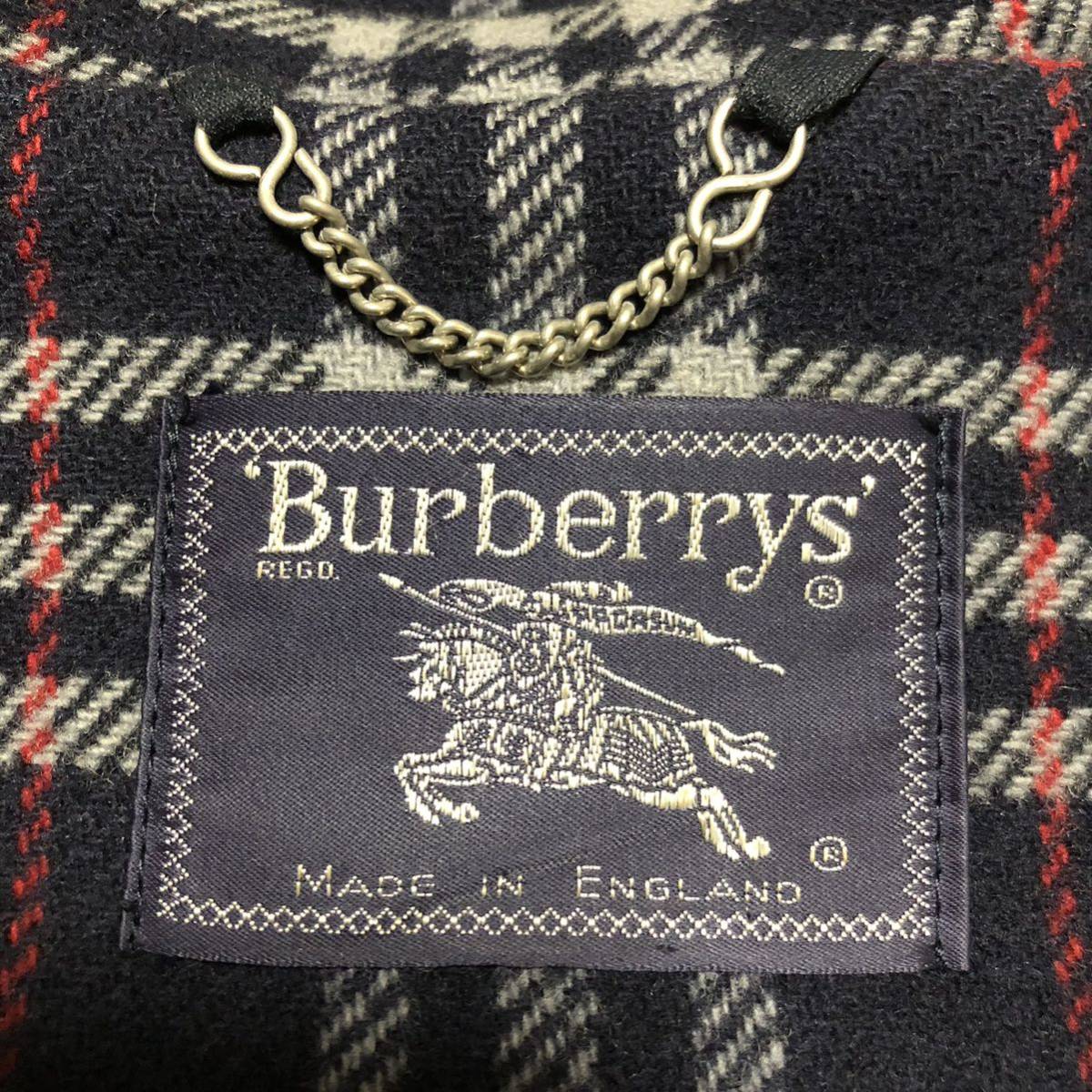 美品 バーバリーズ イギリス製 ウール100% ダッフルコート ノバチェック メンズ ダークネイビー チェーン Burberrys ジャケット アウター_画像8