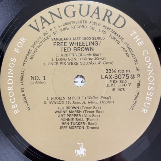 THE TED BROWN SEXTET FEATURING WARNE MARSH AND ART PEPPER FREE WHEELING (RE) LP_画像3