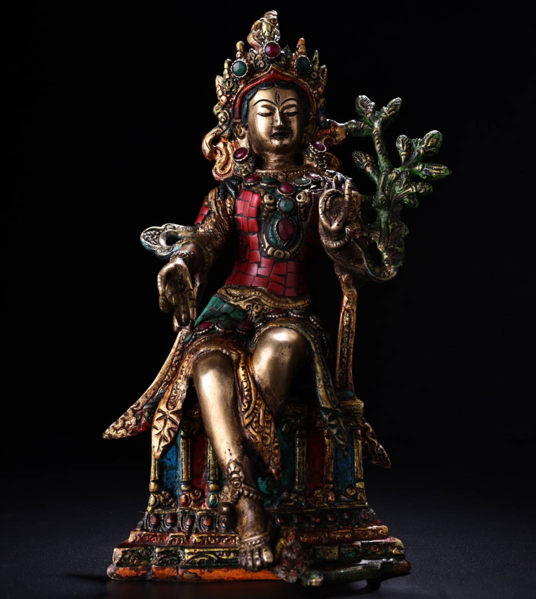 最新 古銅彫 清代 中國 珍品 ペイント蒔絵 中国美術 骨董 時代物 古