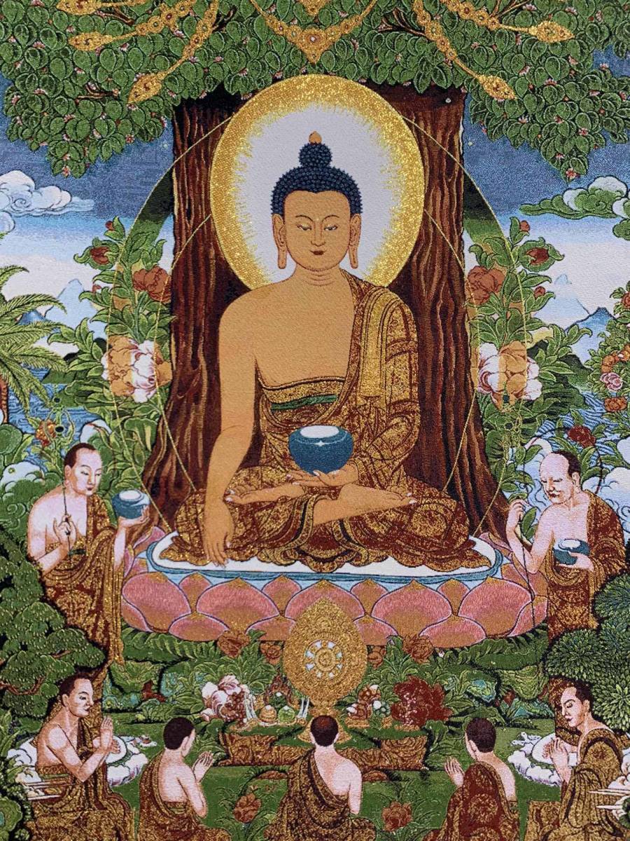 日本限定モデル】 古仏画 中國 チベット仏教 チベットタンカ刺繍 釈迦