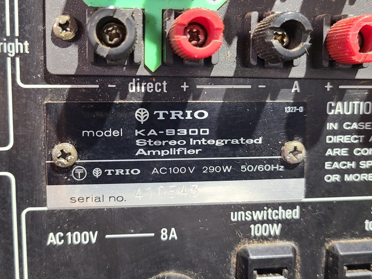 【ジャンク品】管1W188 TRIO Stereo Integrated Amplifier KA-9300 プリメインアンプ 通電しませんでした_画像8