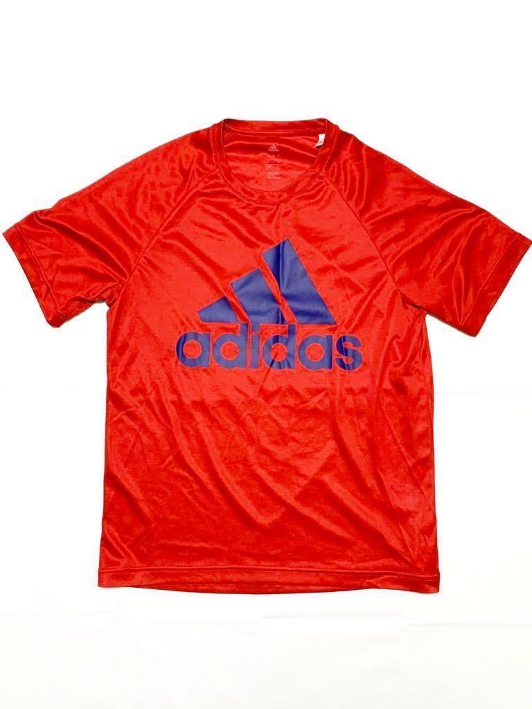 【アディダス】 adidas クライマライト climalite ロゴ Tシャツ 半袖 Mサイズ レッド_画像1