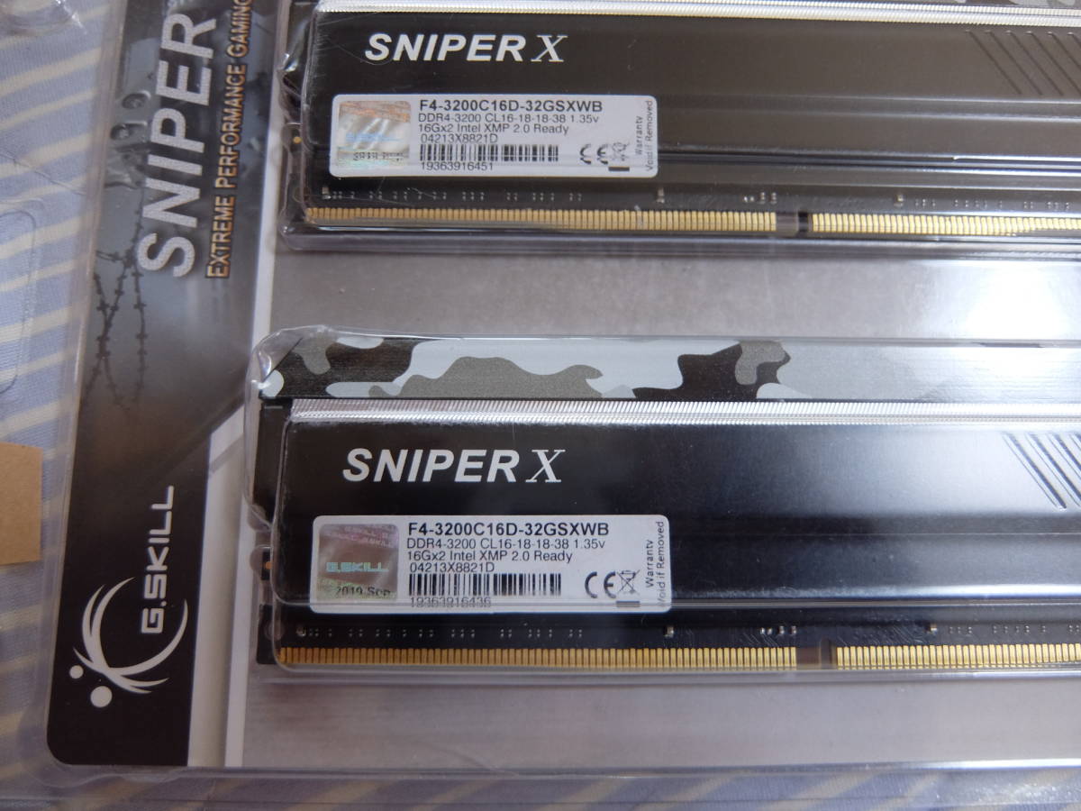 【送料込み】G.SKILL SNIPER X F4-3200C16D-32GSXWB(DDR4-3200 16GB×２枚組　計32GB）①_画像3