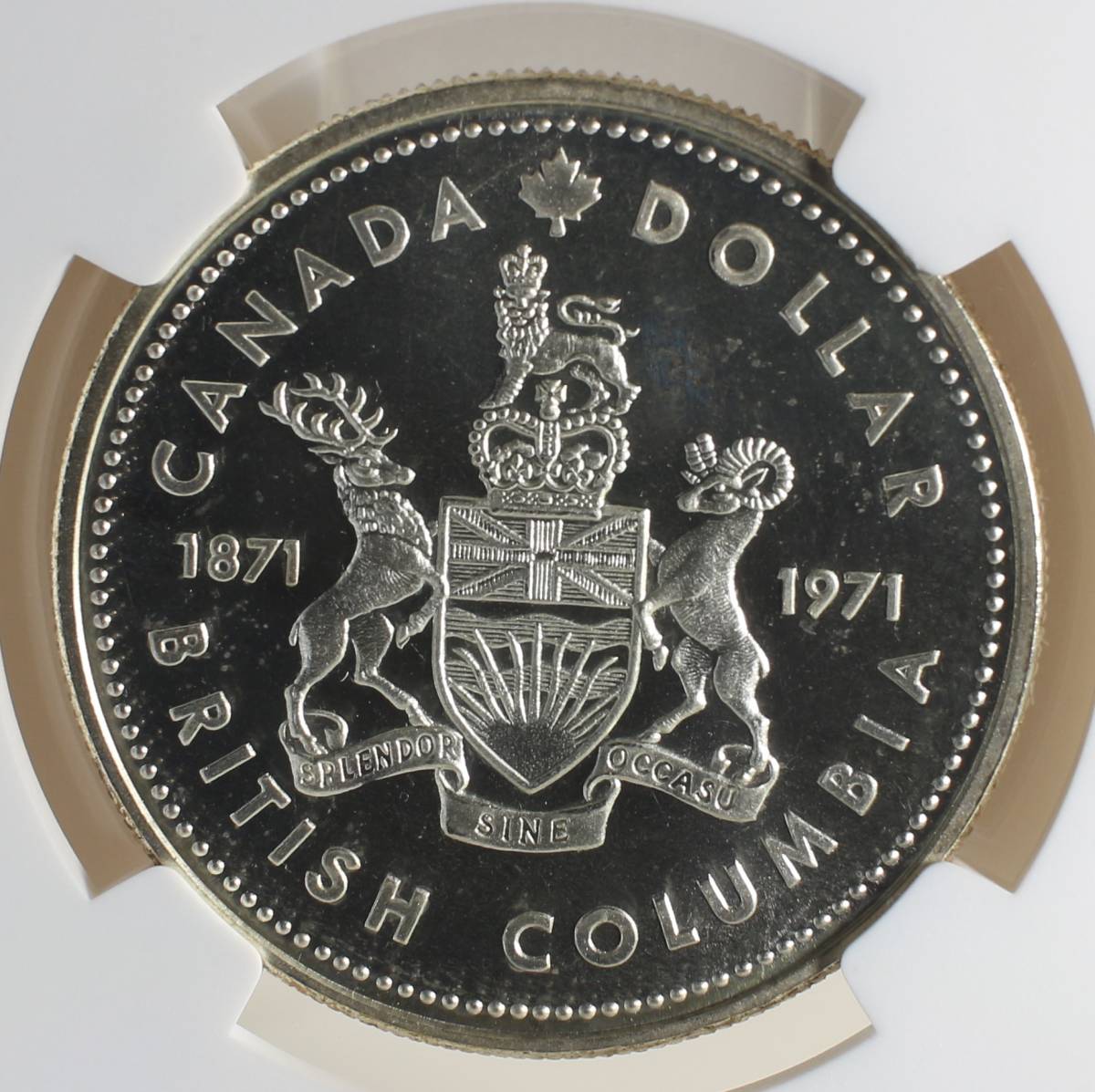【ヤフオク初 NGC】1971年 カナダ ブリティッシュコロンビア【SP65】1ドル 銀貨 ヤングエリザベス モダン コイン アンティーク 送料無料_画像2