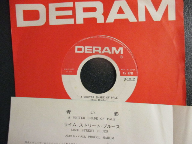 Procol Harum ： A Whiter Shade Of Pale 7'' / 45s (( 青い影 / ディスコ・チーク・タイム ! )) c/w Lime Street Blues_画像2
