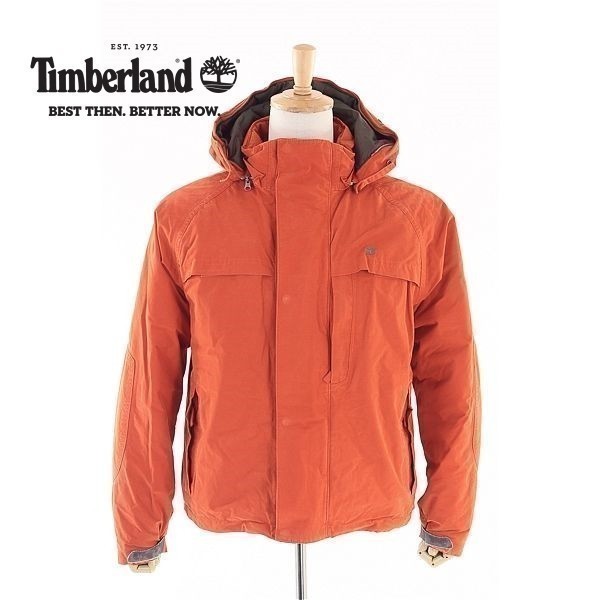 A5109/秋冬 Timberland BENTON SNORKEL JACKET WATERPROOF ジップアップ 中綿 フード マウンテンパーカー ジャケット M オレンジ/メンズ_画像1