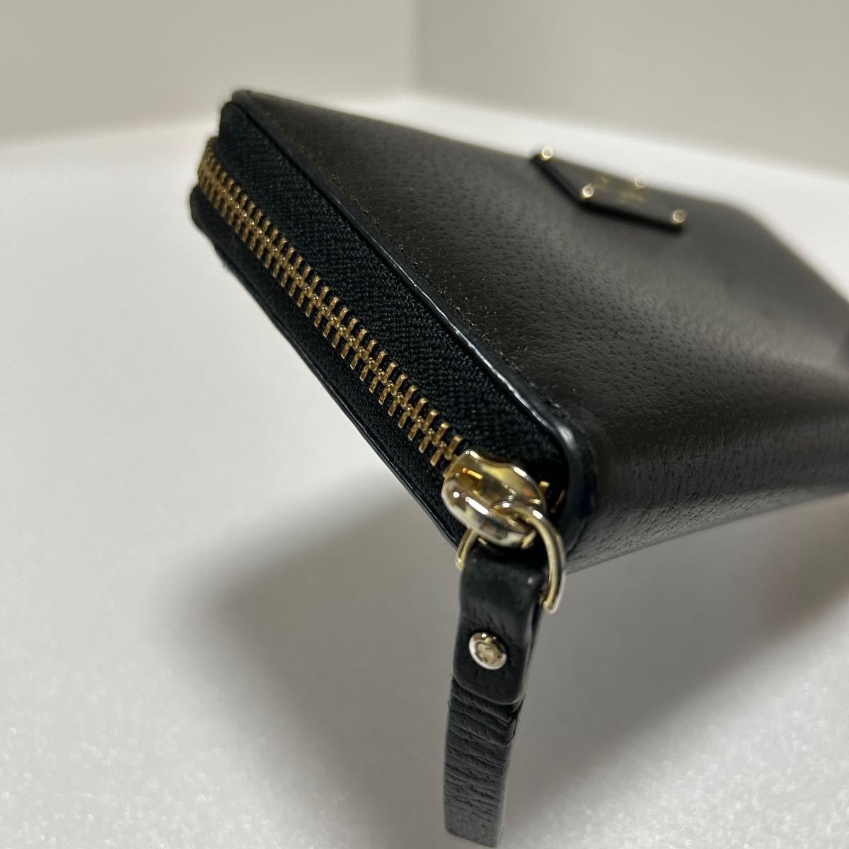 ☆良品☆ ◆kate spade ケイトスペード◆ 長財布　ラウンドジップ　本革　小銭入れ有　ブラック　WLRU2820 【USED】1228