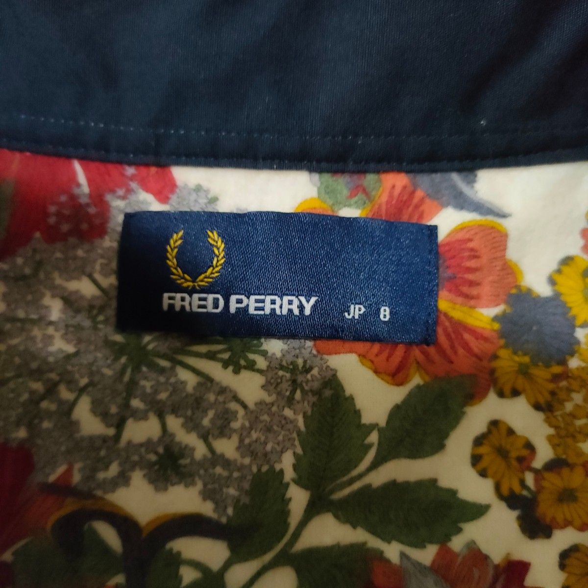 FRED PERRY フレッドペリー 花柄 総柄 シャツワンピース ひもベルト ボタンダウン ボタニカル 昭和レトロ 