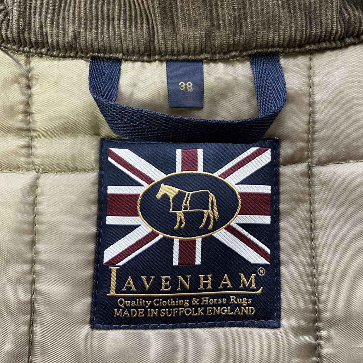 【美品】英国製 LAVENHAM ラベンハム 中綿ベスト キルティング ダークグリーン 38 M相当／ダウンイギリスイングランド深緑_画像8