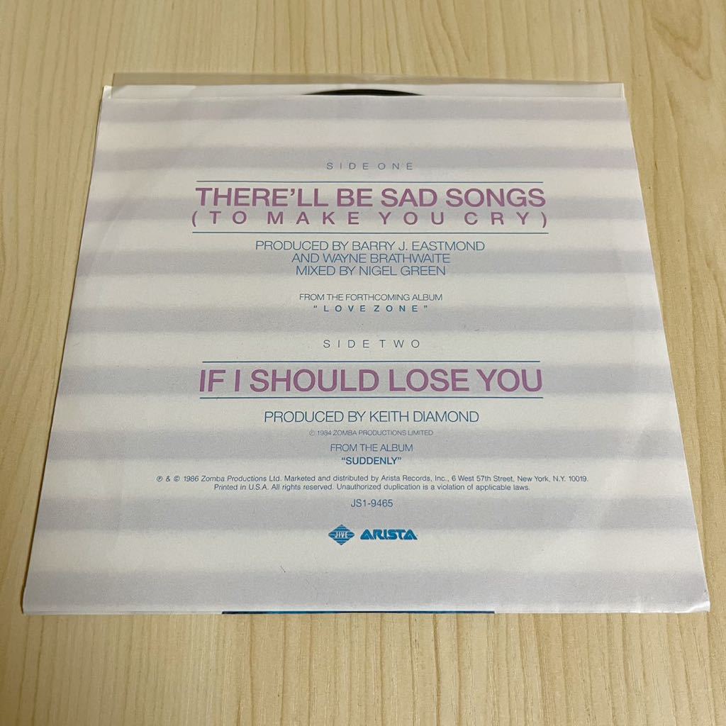 【US盤7inch】BILLY OCEAN THERE`LL BE SAD SONG (TO MAKE YOUR CRY) IF I SHOULD LOSE YOU ビリーオーシャン/EP レコード/JS1-9465/ソウル_画像2