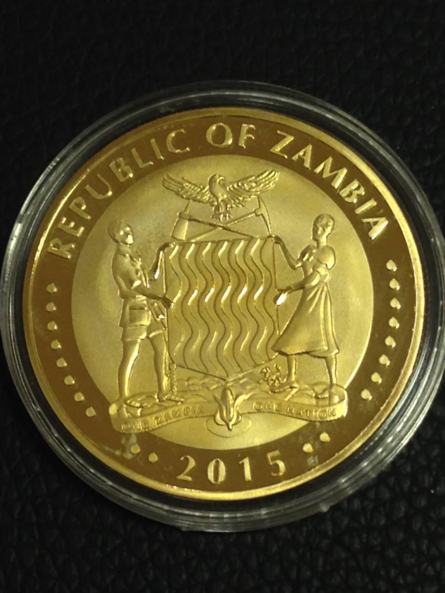 Z9-16)海外丸形記念金貨、コイン、メダル*2015年アフリカ 牛*参考品1枚　ゴールド_画像2