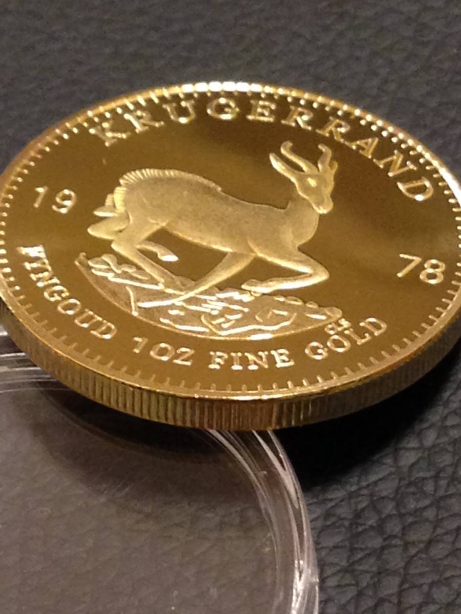Z3-21)海外丸形記念金貨、コイン、メダル*1978年南アフリカ共和国　ボール・クリューガー*参考品1枚　ゴールド_画像2