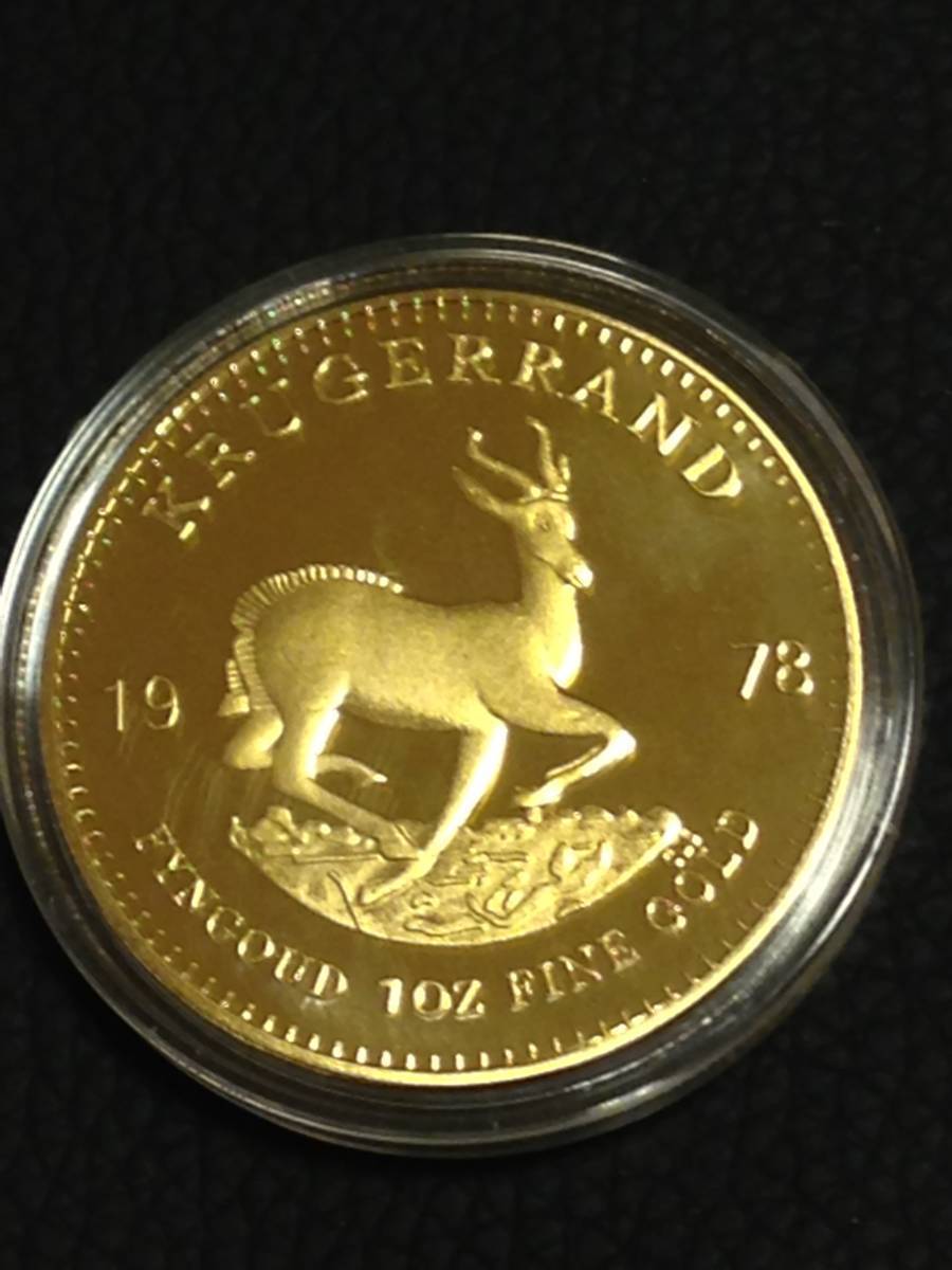 Z3-21)海外丸形記念金貨、コイン、メダル*1978年南アフリカ共和国　ボール・クリューガー*参考品1枚　ゴールド_画像1