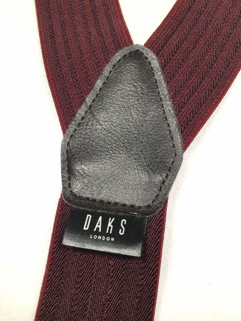 美品「DAKS LONDON」吊りバンド Y型 ゴムベルト 3クリップ サスペンダー SIZE:F 日本製_画像3