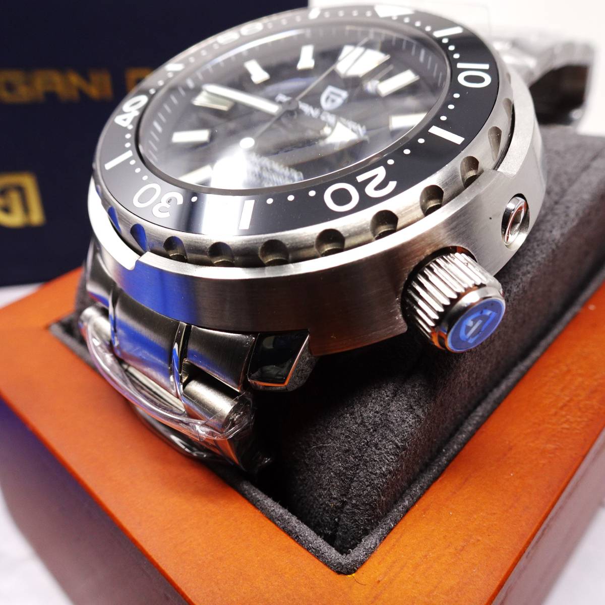 〓新品〓腕時計 メンズ パガーニデザイン PAGANI DESIGN 機械式・NH35Ａ オマージュウォッチ ツナ缶 メタルストラップPG-1695・ブラック_画像5
