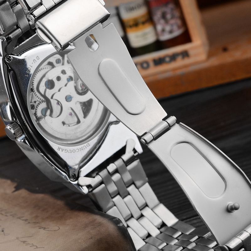 メンズ腕時計 機械式自動巻き シルバー ステンレスバンド 新品 未使用 アナログ クォーツ 3針 ブラック文字盤 メンズ カジュアル 送料無料_画像5