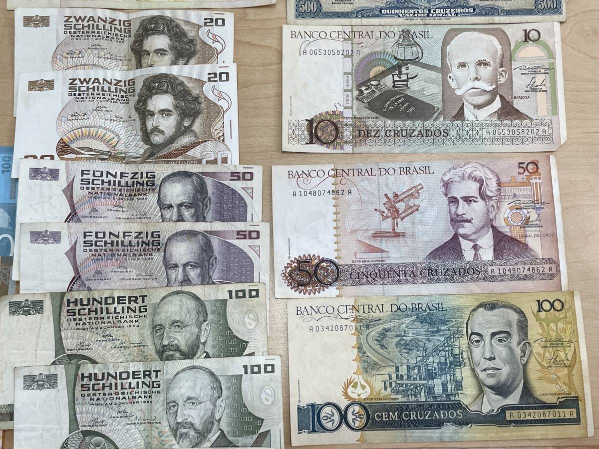 外国紙幣 まとめて 大量 イタリア ブラジル カナダ オーストリア メキシコ フランス ベルギー ハンガリー 等 / 海外 旧紙幣 札_画像9