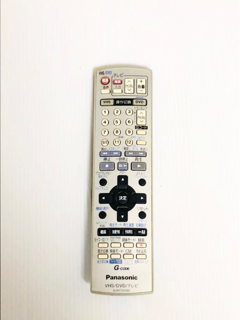 送料無料　Panasonic EUR7720X80 パナソニック NV-VP80、NV-VP33用 VHS DVD テレビ リモコン　動作品_画像1