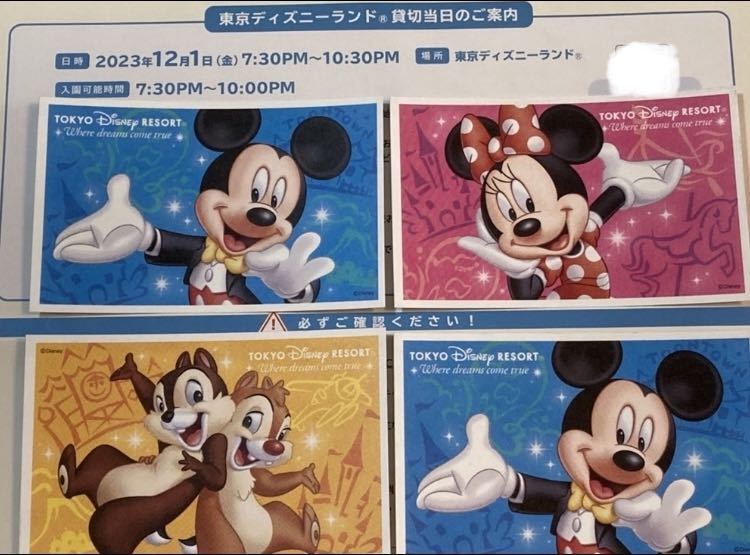 本日☆12/1★東京ディズニーランド貸切★マジカルクリスマス2023★チケット2枚_画像1