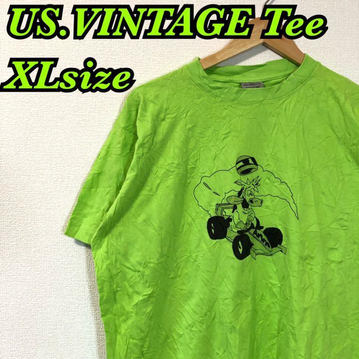 US古着VALENTOワーナーディズニーキャラクターTシャツ緑XLアニマルh6_画像1