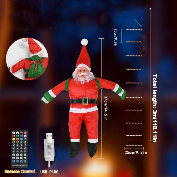 はしごサンタクロース クリスマスイルミネーション 屋外 APP制御 サンタはしご LED 3M リモコン付 電飾 モチーフ 防水 タイマー機能_画像9