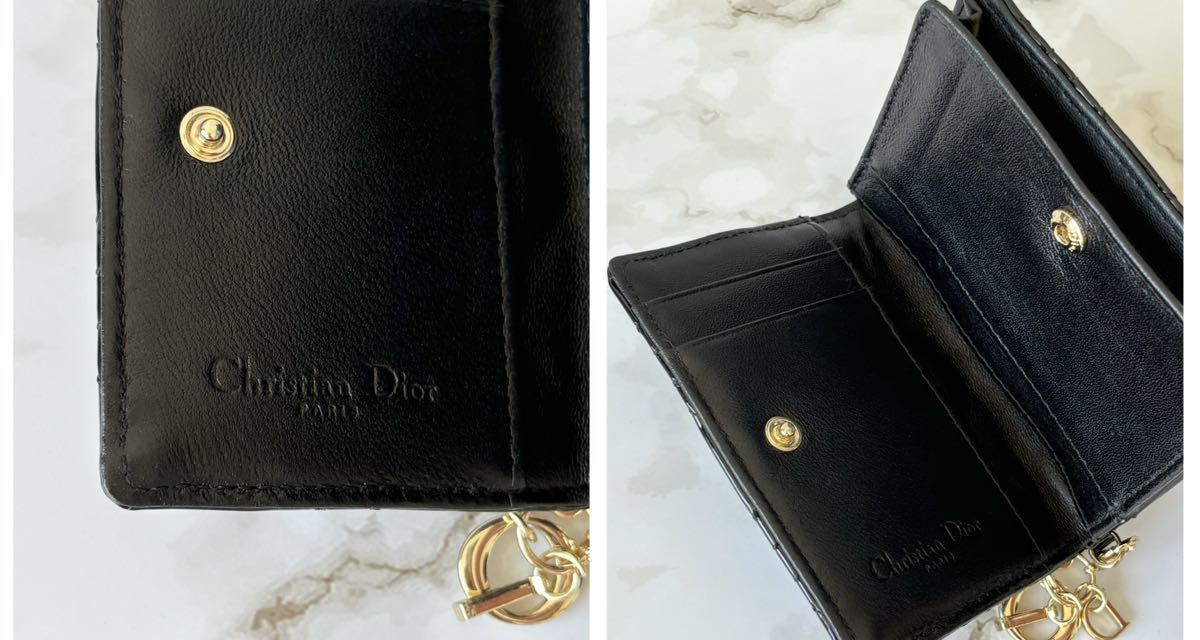 ディオール Dior レディディオール　三つ折り財布 カードホルダー　カードケース　エナメル　ロータス　トロッタ　黒　セット　まとめて_画像3