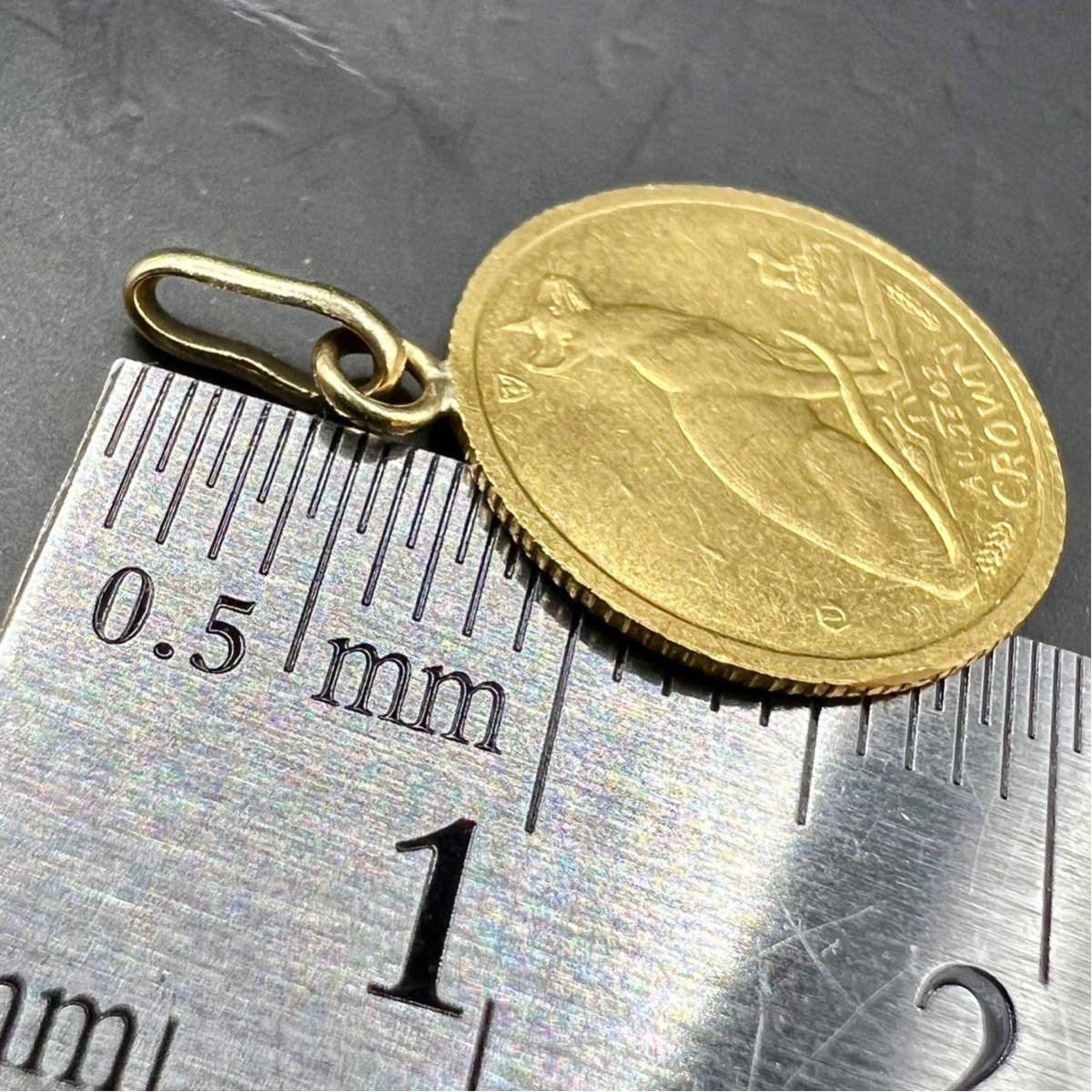 (C122208) K24純金 マン島 キャットコイン金貨 1/25oz ペンダントトップ シャム猫 エリザベス女王 コイン 枠K18 総重量1.42g