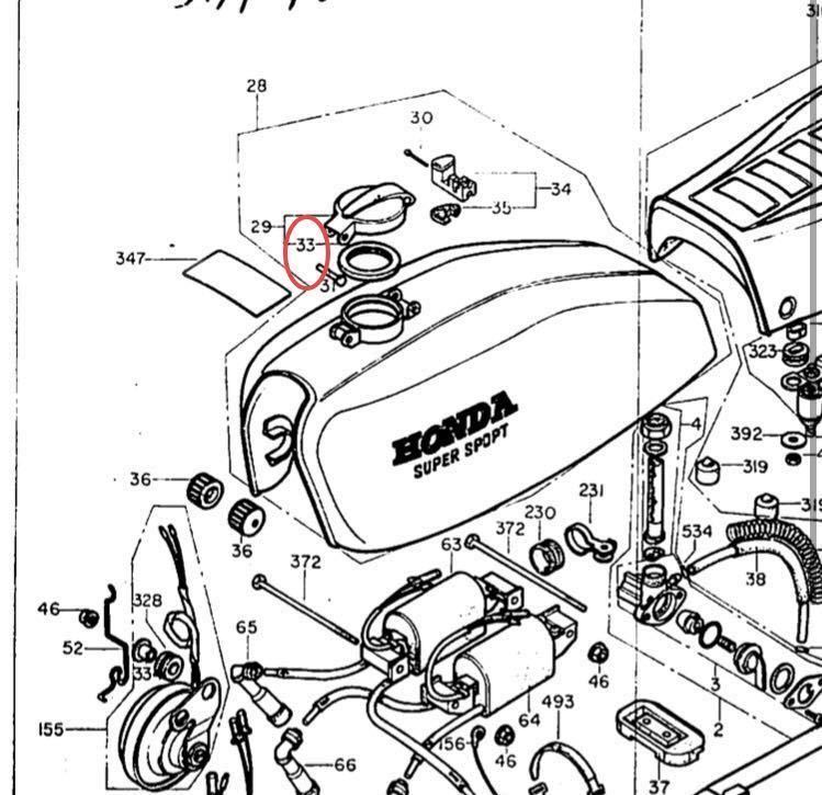 【送料無料】ホンダ純正CB400F CB350Fフューエルタンクキャップパッキン(ゴム Oリング ガスケット 燃料 ガソリン ヨンフォア フォーワン)2