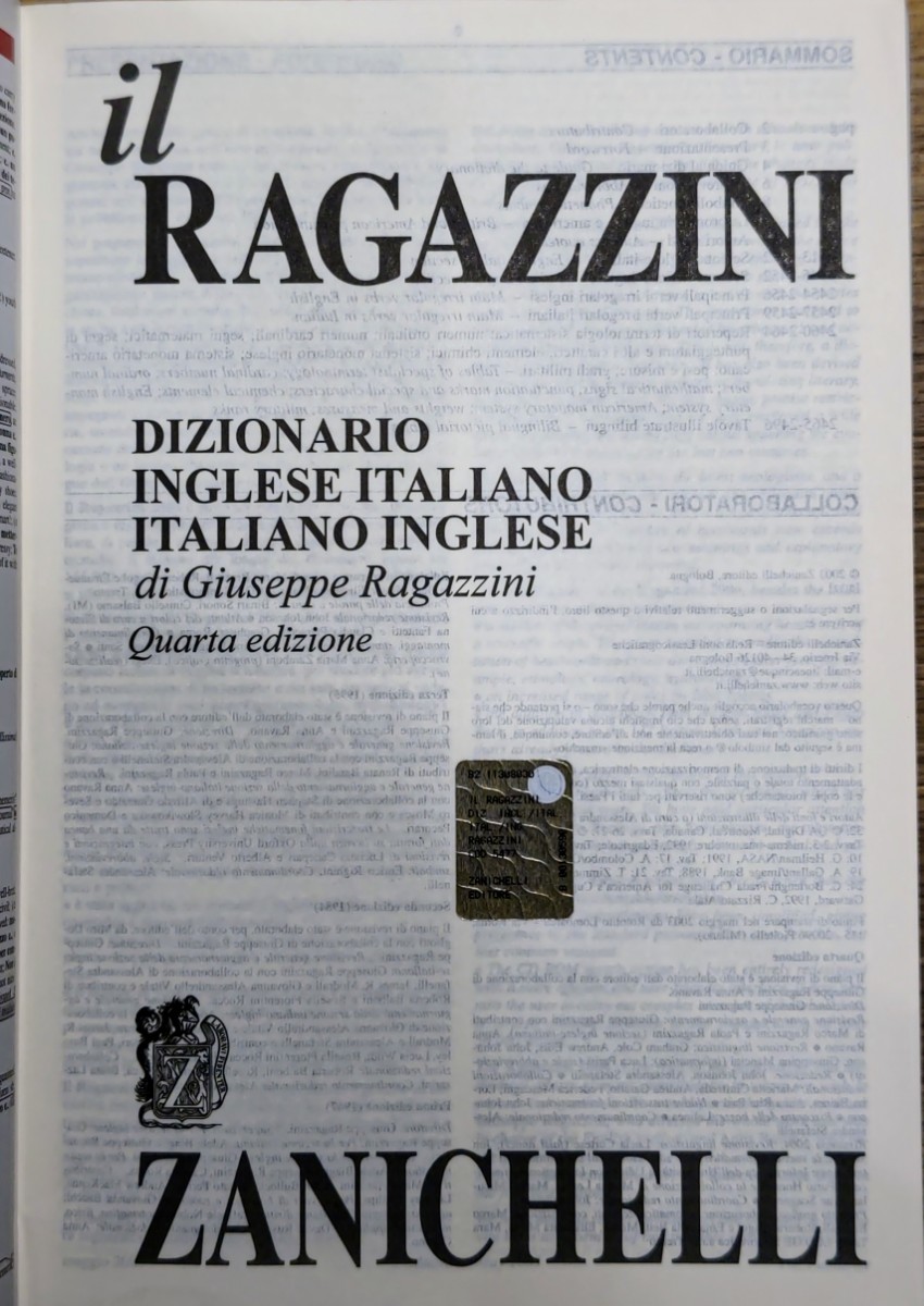 y1206-10. il RAGAZZINI 2004. DIZIONARIO INGLESE ITALIANO ITALIANO INGLESE / ZANICHELLI /イタリア語/洋書/辞書/辞典/_画像3