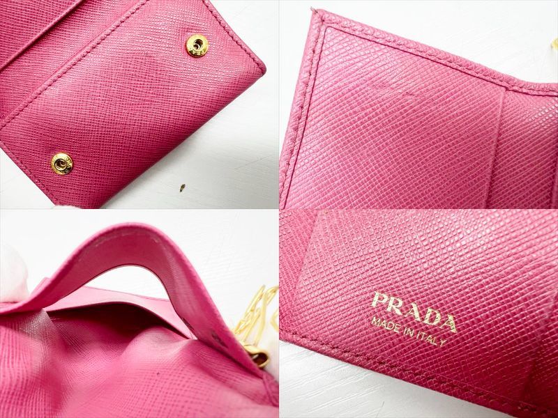 美品 PRADA プラダ サフィアーノレザー トライアングルロゴ キー 美品 PRADA プラダ サフィアーノレザー トライアングルロゴ キー
