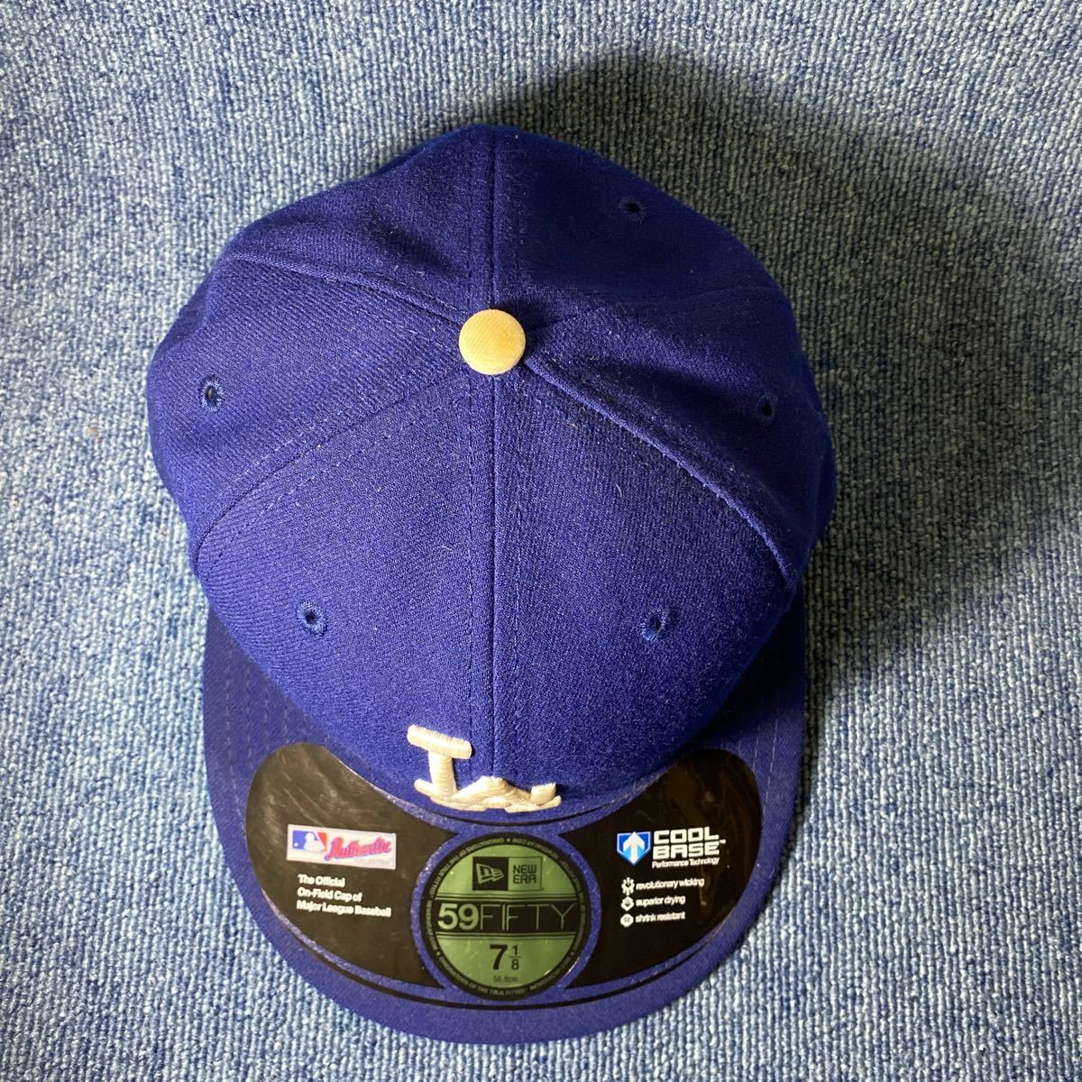 ニューエラ　USA製　ロサンゼルス　ドジャース　ブルーMLBロゴ　LA刺繍　authentic 59FIFTY 7 1/8 サイズ56.8㎝　キャップ　大谷翔平　レア_画像4