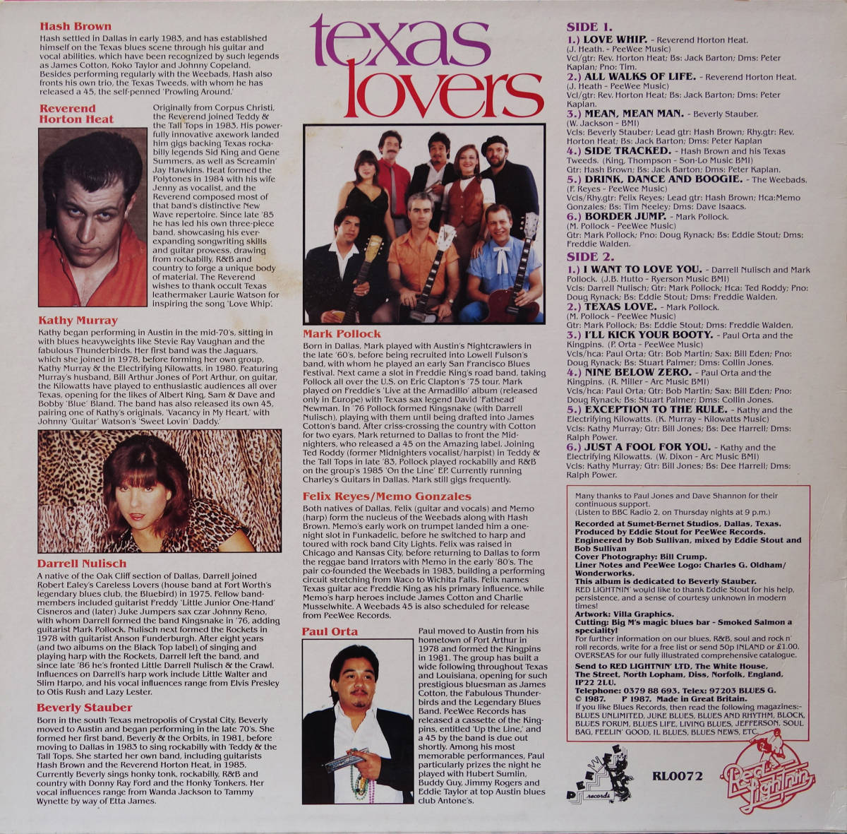BLUES LP：TEXAS LOVERS／V.A. Paul Orta And The Kingpins, Darrell Nulisch And Mark Pollock, Hash Brown etc._画像2
