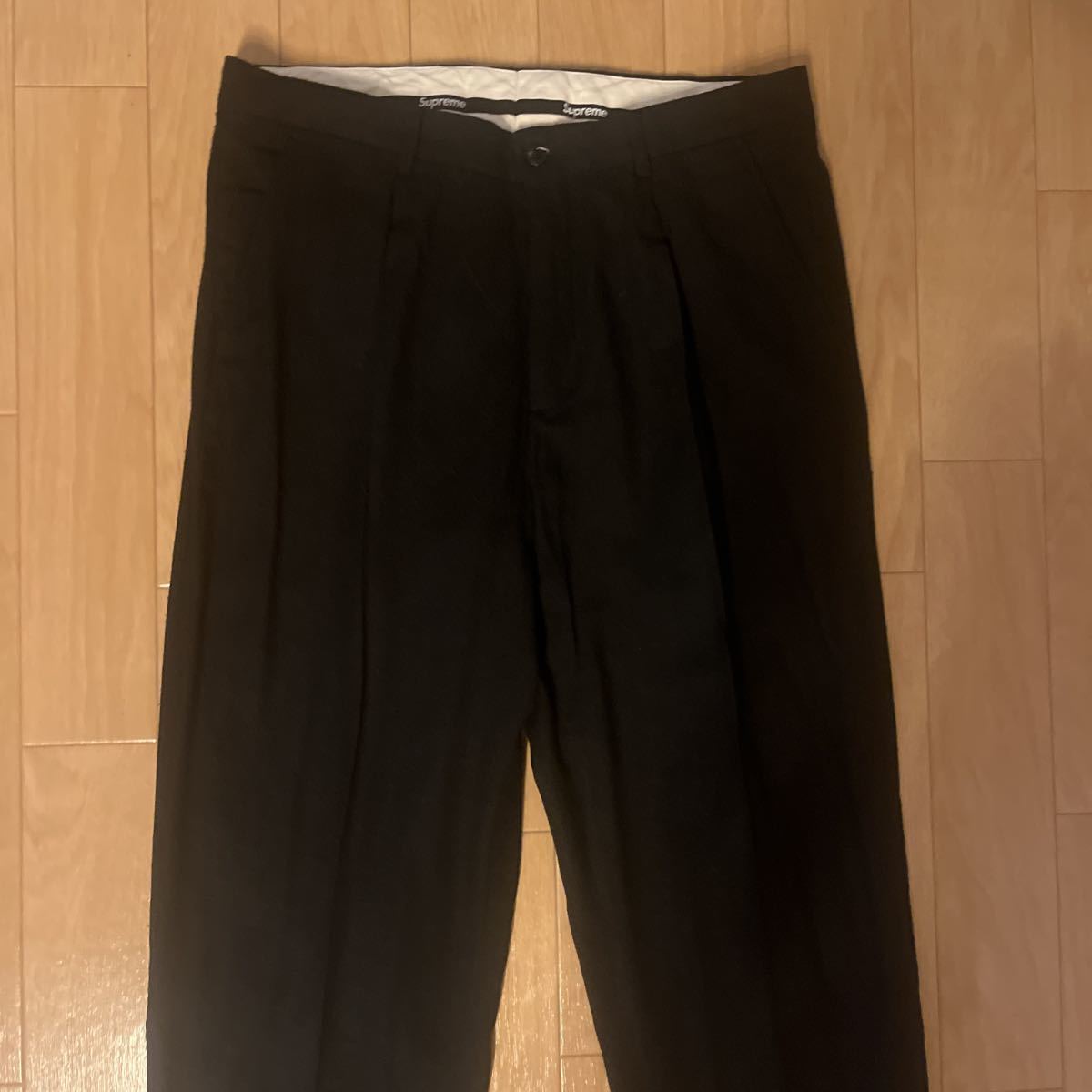 Supreme 21FW Pleated Trouser 1プリーツパンツ ブラック 32 シュプリーム　ネップ加工スラックス トラウザー_画像2