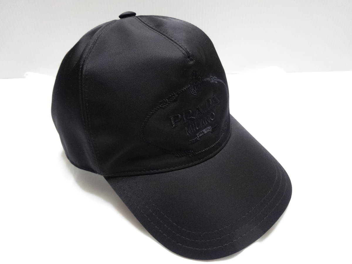 新品 プラダ【PRADA】男女兼用 キャップ 野球帽 帽子 Lサイズ ブラック
