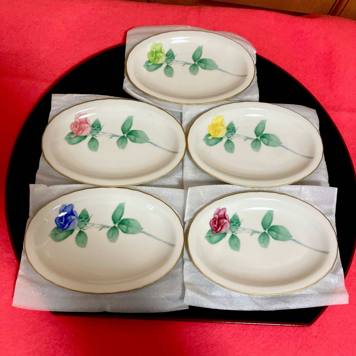 香蘭社 ローズガーデン 花柄 オーバルプレート　楕円皿　取り皿　5枚　未使用　最終価格